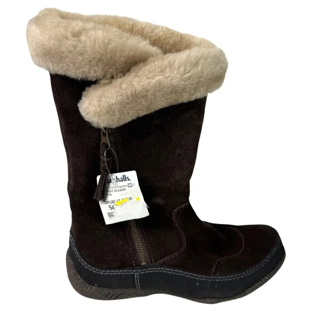 Clarks Womens Novice Moon Winter Boots Suede‎ Shearling Mid-Calf Brown Size 7